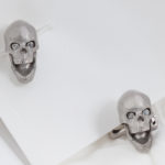Skull Cuff Links with Moveable Jaw & Diamond Eyes