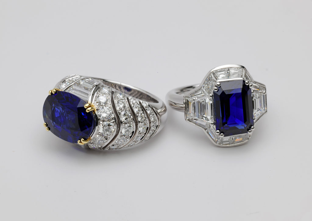 Blue sapphire and diamond rings crafted by your trusted custom jewelry store in Raleigh, Haydon & Company. 