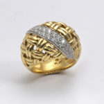 Diamond Basketweave Rings in 18K Yellow Gold & Platinum
