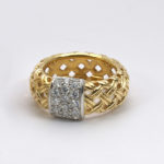 18K Yellow Gold & Platinum Diamond Basketweave Rings