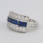 Platinum & 18K Gold Blue Sapphire & Diamond Ring