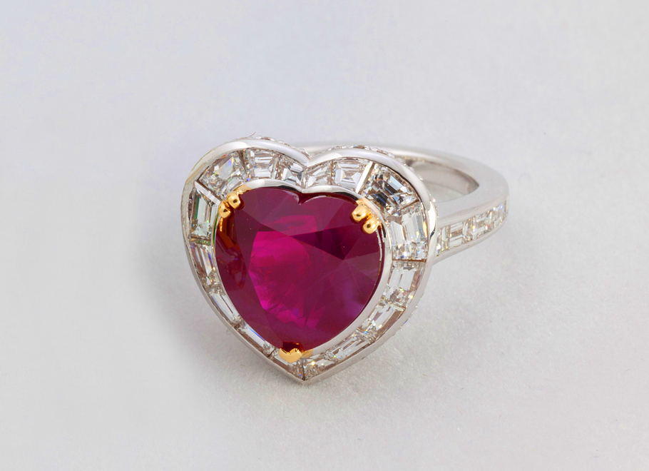 White and Yellow Gold Burma Ruby and Diamond Ring