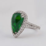 Pear Shape Emerald Diamond Ring in White Gold