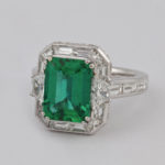 18K gold emerald and diamond ring