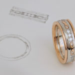 Platinum And Rose Gold Custom Band With Diamonds sketch