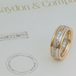 Platinum And Rose Gold Custom Band With Diamonds and Infinity Symbol