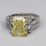Platinum and Yellow Gold Natural Fancy Yellow and Colorless Diamond Ring