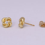 18 Karat Yellow Knot Diamond Earrings photo 2