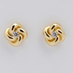 Yellow Gold Knot Design Diamond Earrings