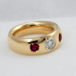 Yellow Gold Diamond and Burma Ruby Ring