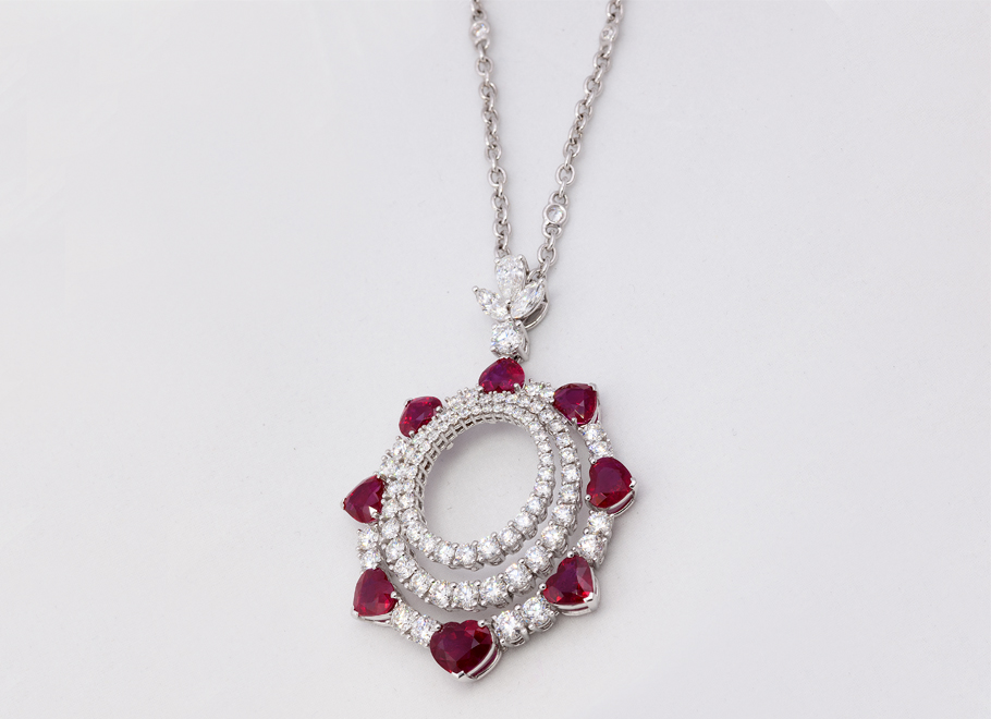 White Gold Ruby and Diamond Necklace Haydon & Company