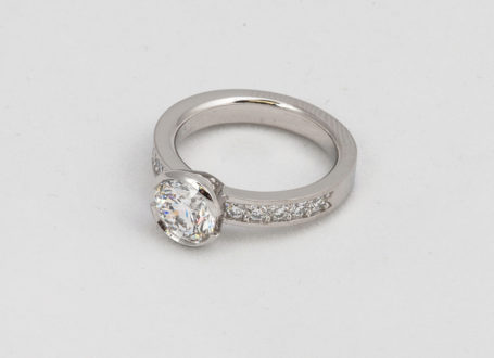 Custom Platinum Round Diamond Ring
