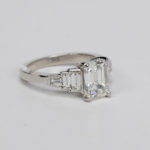 Platinum Emerald Cut Diamond Engagement Ring Handmade