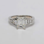 Emerald Cut Diamond Engagement Ring with baguette shape diamonds