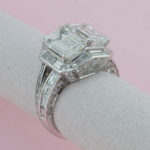 Twin Emerald Cut Diamond and Platinum Engagement Ring