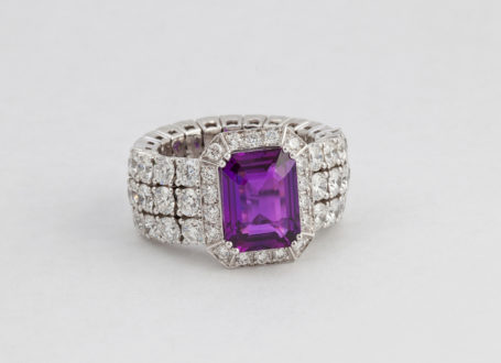 White Gold Purple Sapphire and Diamond Xpandable™ Ring