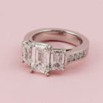 engagement ring with emerald cut diamonds