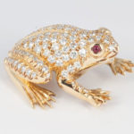frog brooch with rubies