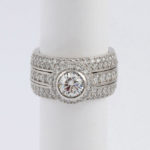 Platinum Round Diamond Engagement Ring with Tapered Round Diamond Bands