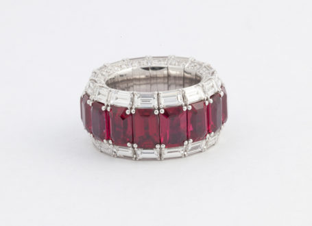 White Gold Ruby and Diamond Xpandable™ Ring