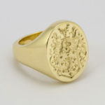 Yellow Gold Hand Engraved Oval Shape Signet Ring
