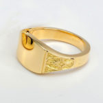 yellow gold signet ring fancy shape engravable in Raleigh