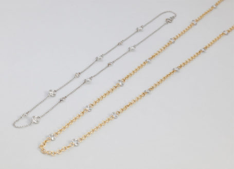 Platinum & Yellow Gold Necklaces with Platinum Diamond Stations