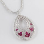 White Gold Diamond and Ruby Necklace