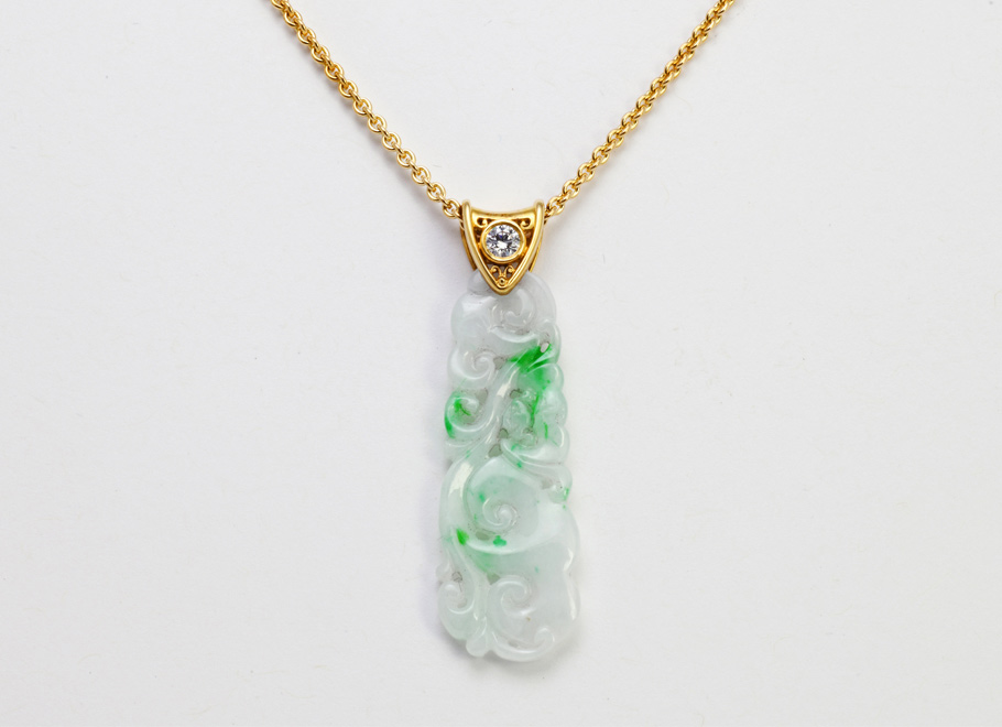 Yellow Gold Diamond and Jadeite Necklace