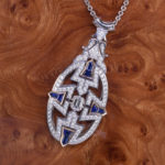 Haydon & Co. Platinum and Gold Diamond and Blue Sapphire Necklace