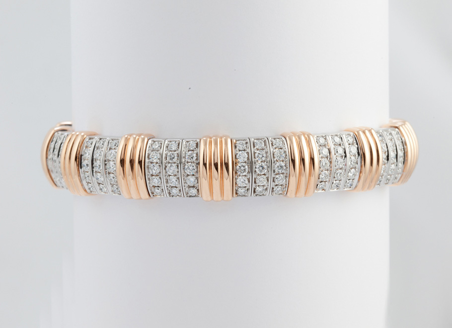 White and Rose Gold Pavé Diamond Bracelet