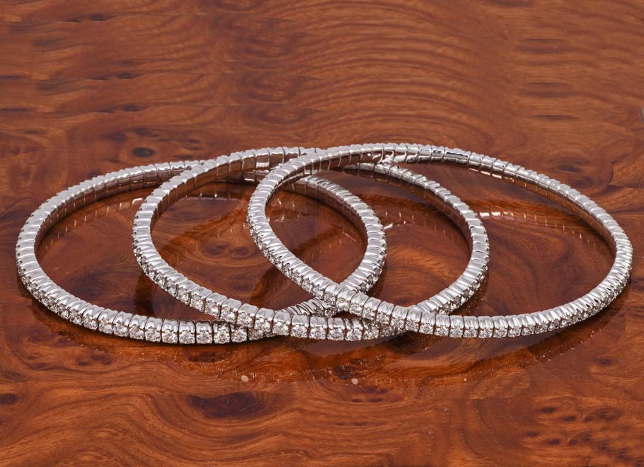 White Gold Expandable Diamond Bracelets