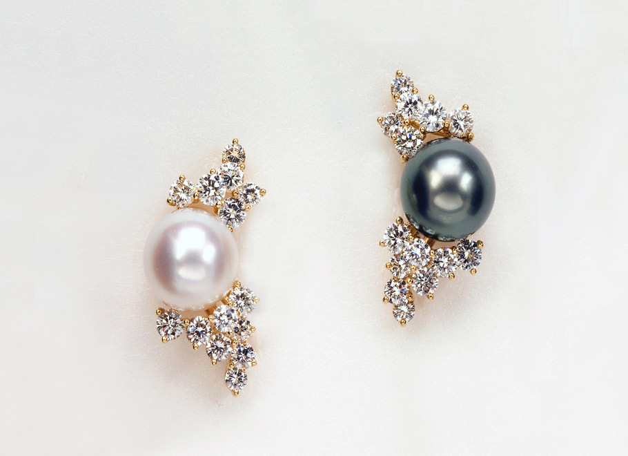 “Night and Day” Diamond, South Sea, and Tahitian Pearl Earrings