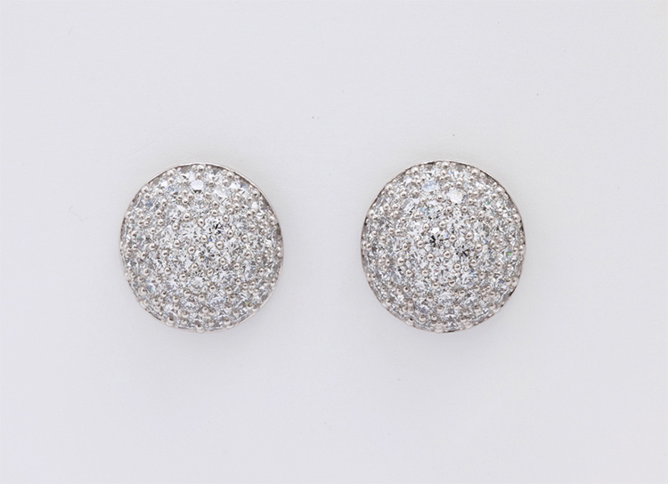 Platinum and Rose Gold Domed Diamond Earrings