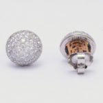 Platinum and Rose Gold Domed Diamond Earrings View 4