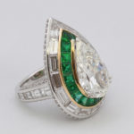 White and Yellow Gold Diamond and Emerald Ring view 2
