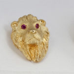 Yellow Gold Lion Head Cuff Links View 2