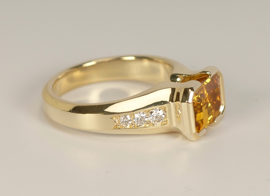 Custom Yellow Gold, Yellow Sapphire, And Diamond Ring