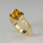 Yellow Gold Yellow Sapphire and Diamond Ring