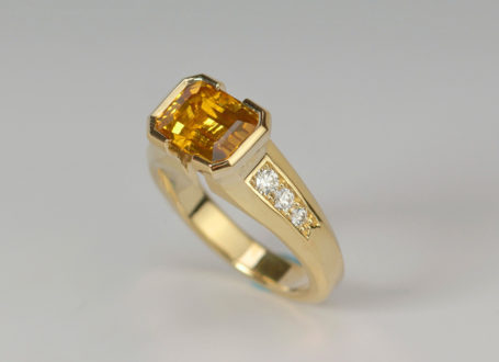 Yellow Gold Yellow Sapphire and Diamond Ring
