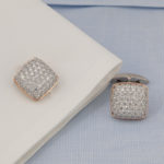Cushion Shape Diamond Cuff Links in Platinum & Rose Gold
