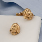 clumber spaniel cuff links in Yellow gold