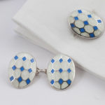 Double Sided Enamel Cuff Links with Sterling Silver