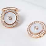 18K Gold Round White Mother of Pearl Cuff Links