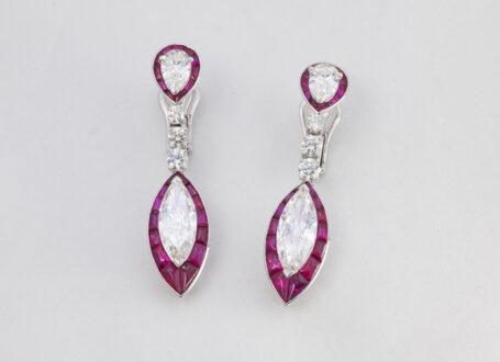 Diamond and Ruby Drop Earrings