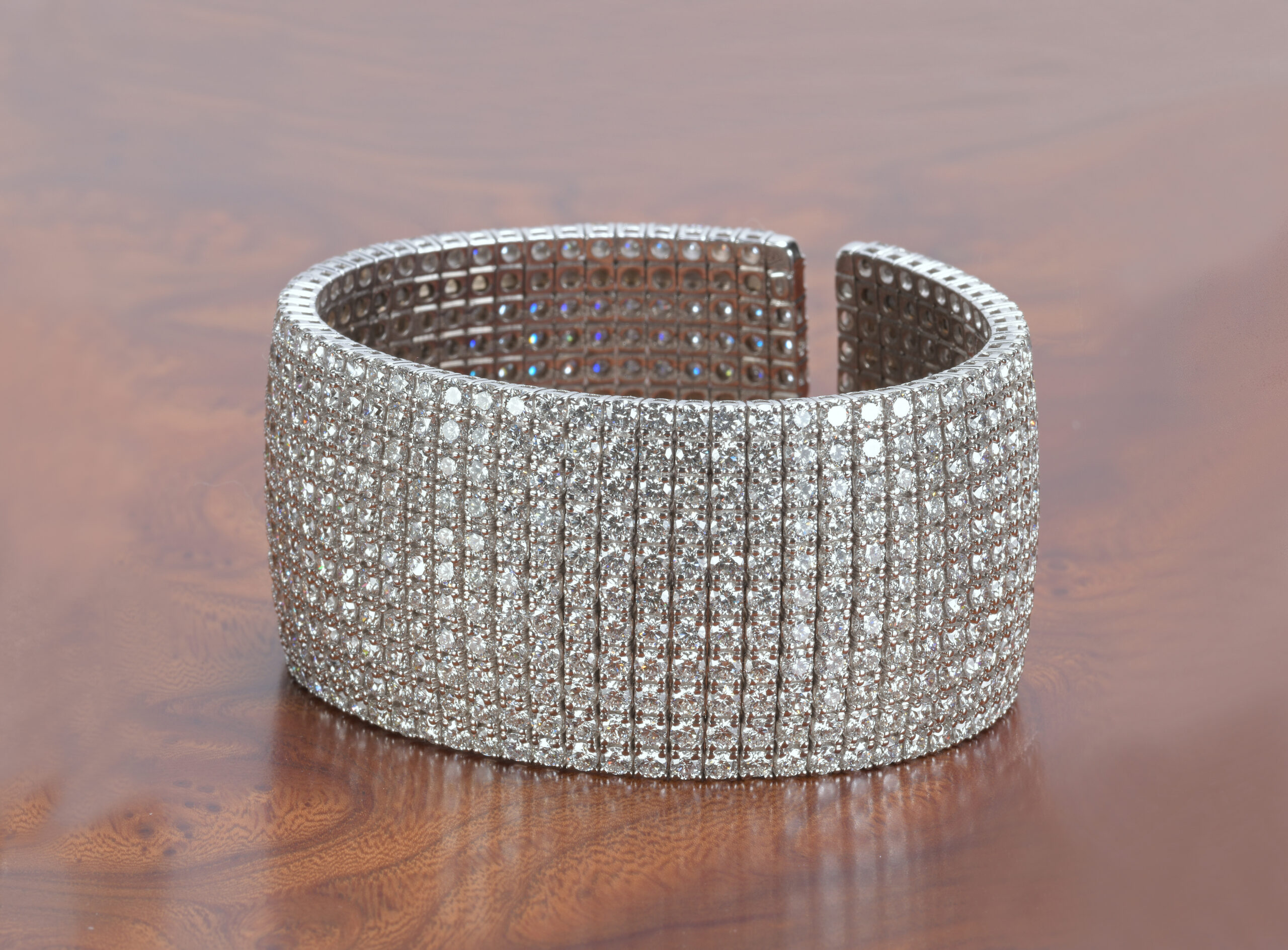 White Gold Wide Diamond Cuff Bracelet