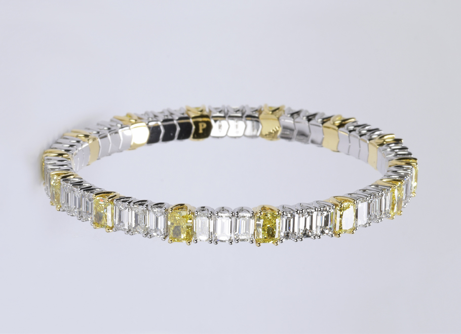 Yellow & White Gold Emerald Cut Diamond Xpandable ™ Bracelet